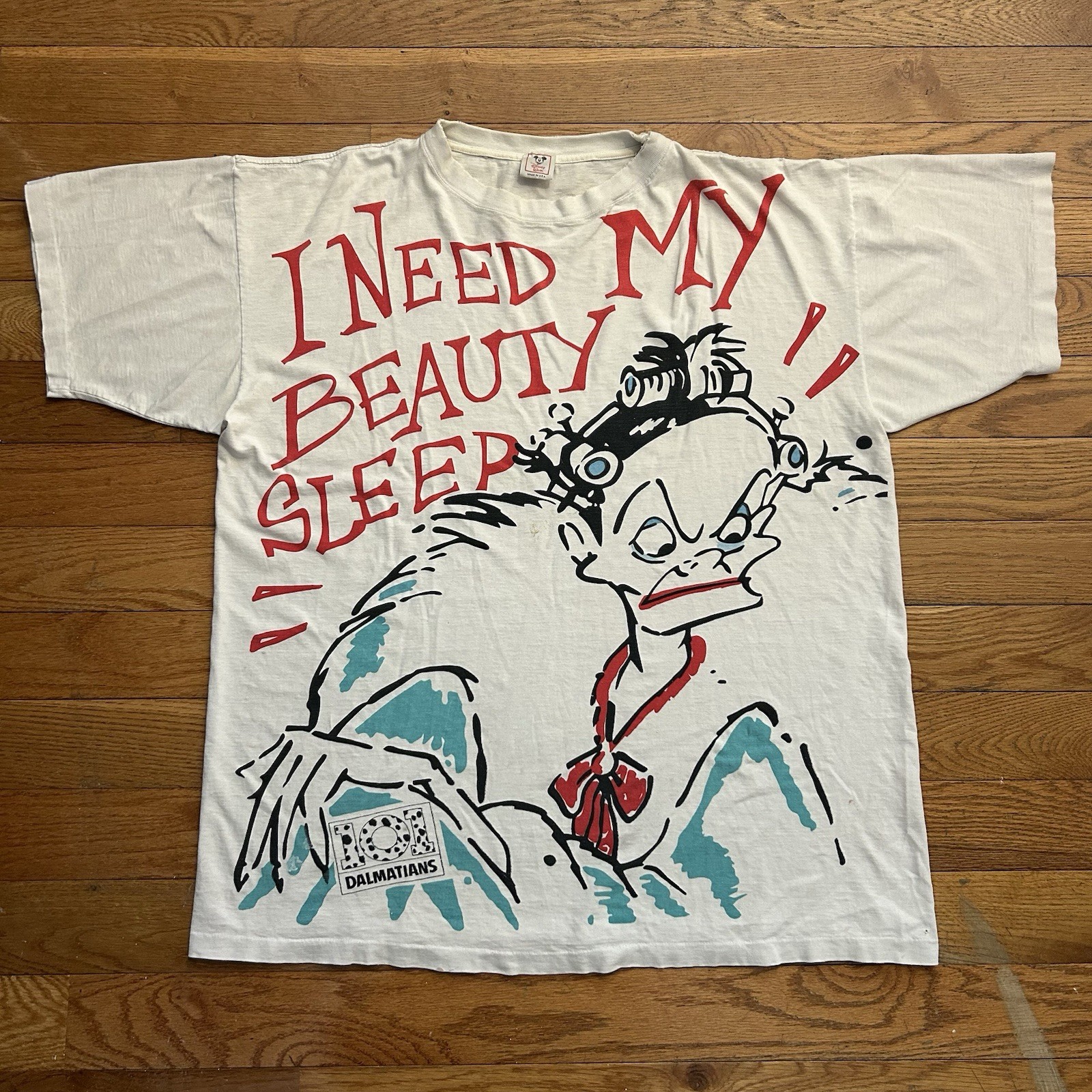 Vintage 101 Dalmatians Cruella De Vil I Need My Beauty Sleep Disney Tee Shirt XL