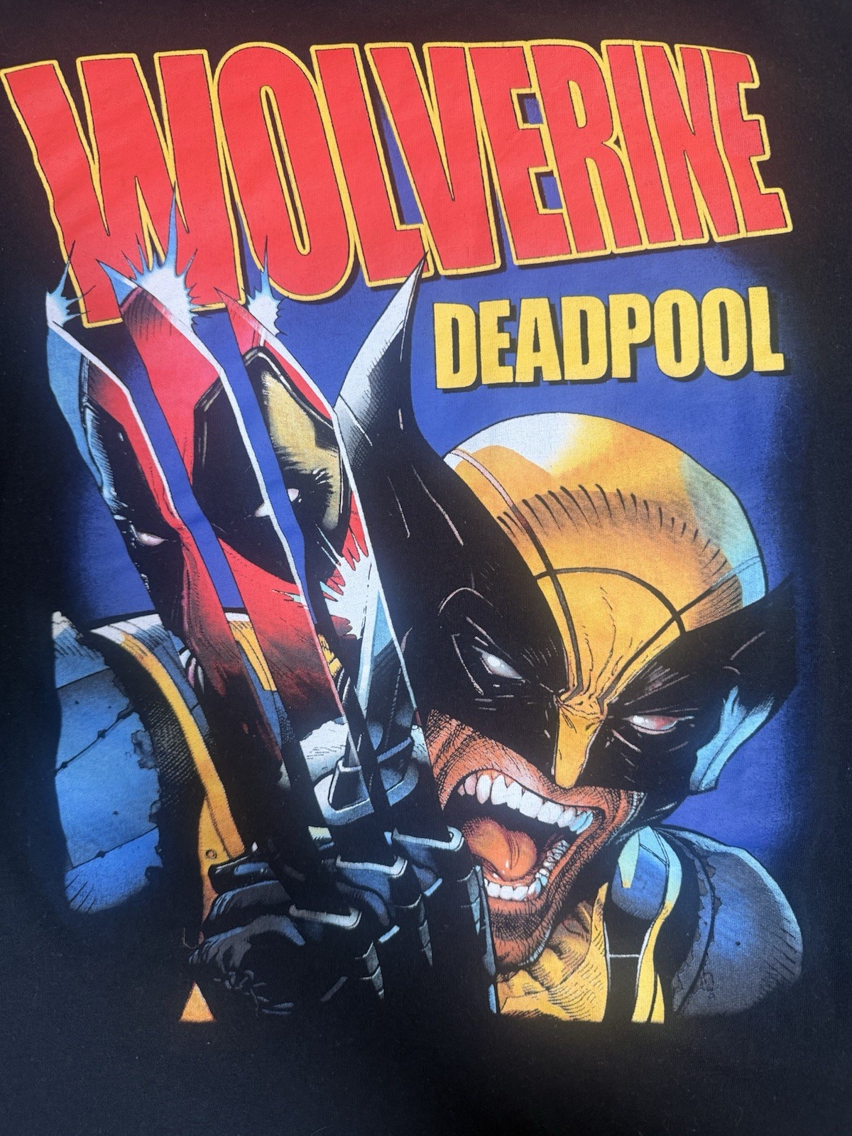 Marvel Men’s Deadpool Wolverine Short Sleeve Tee (L) Large Black