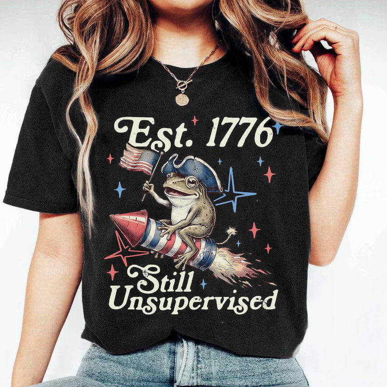 Funny Frog 4th of July Shirt, Still Unsupervised Est 1776 Tee