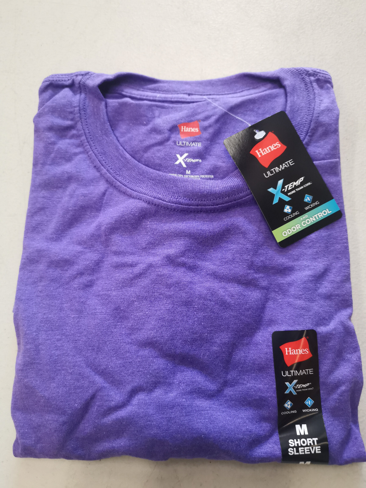 Hanes Ultimate X-Temp Short Sleeve T-Shirt LAVENDER – M – Cooling Wicking