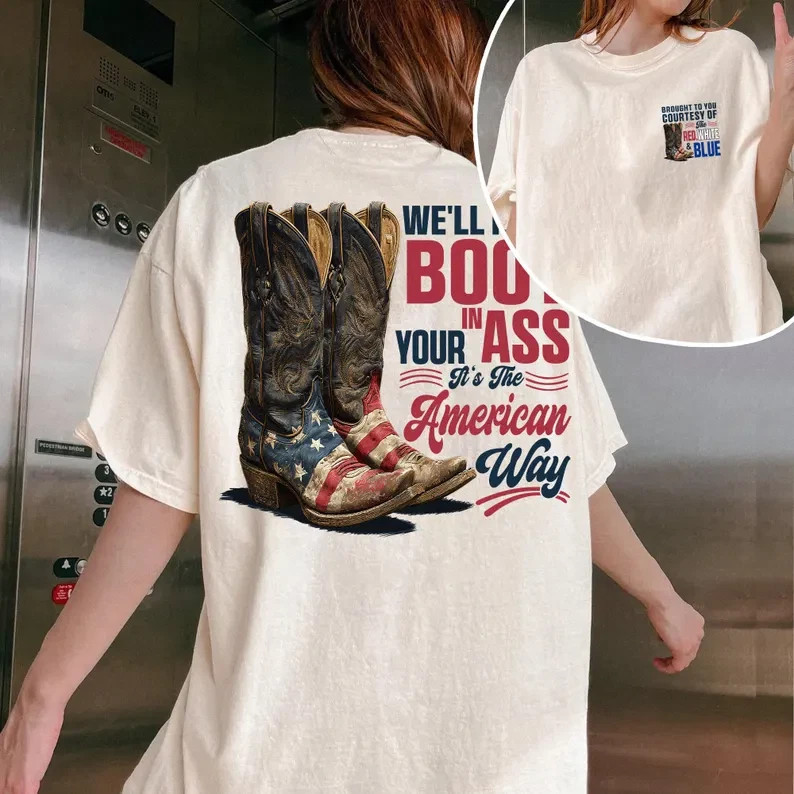 American Way Toby Keith Boot Patriotic Courtesy Red White Blue Tee Shirt S-5XL