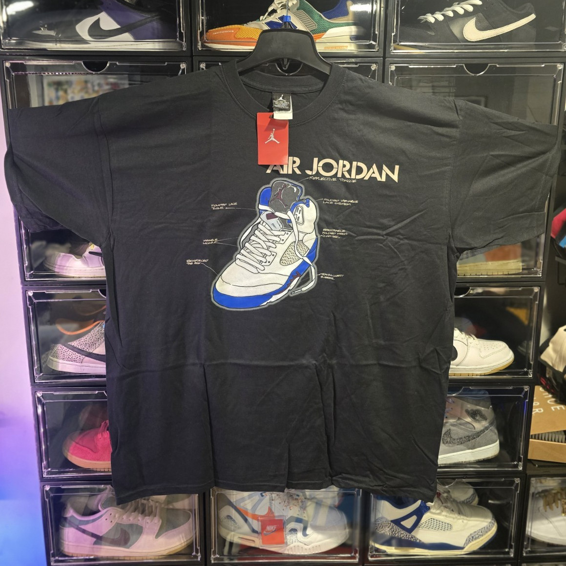 Vtg 2006 Jordan 5 Stealth Sneaker Blueprint Shirt XXL NWT Deadstock AJ5 Graphic