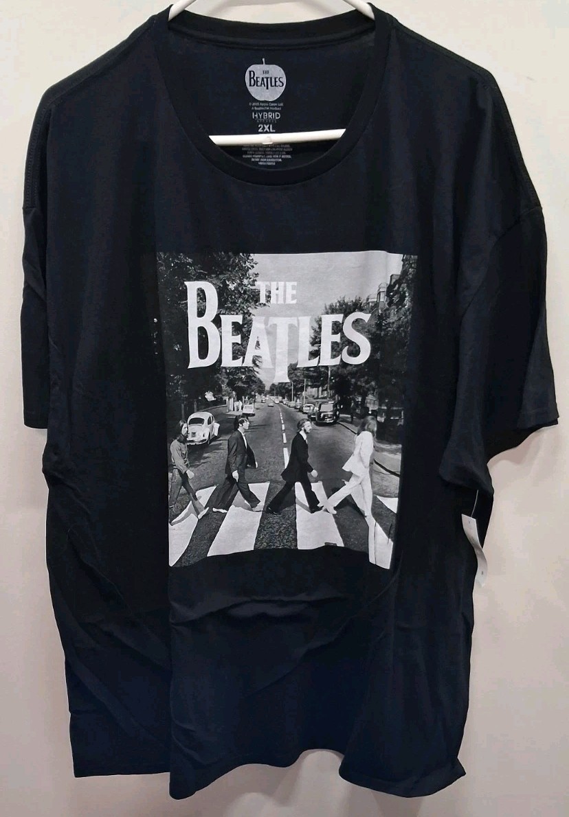The Beatles Abbey Road Graphic T-Shirt Mens 2XL Black Hybrid Apparel Cotton NWT