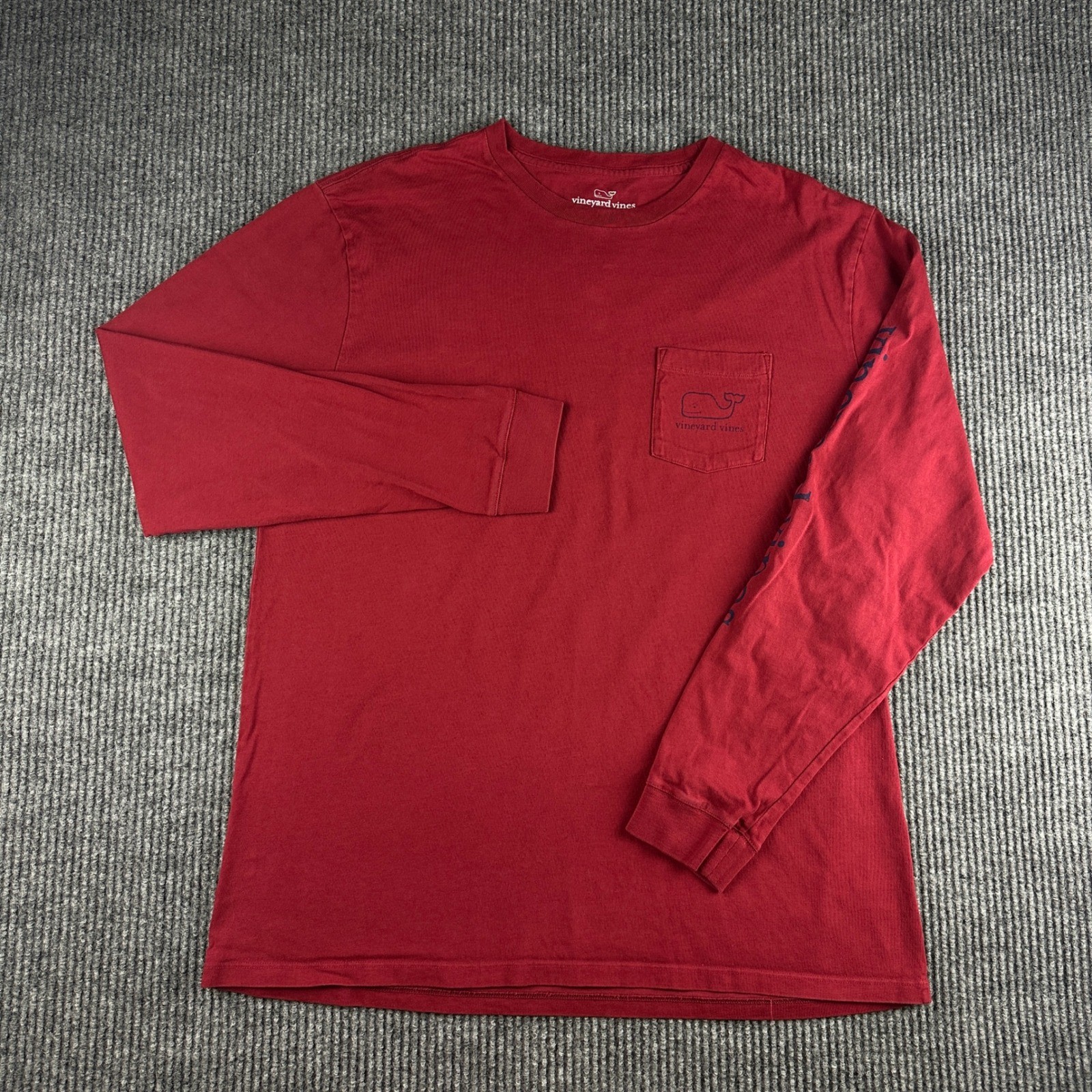 Vineyard Vines Mens Long Sleeve Whale Pocket T-Shirt Red Size Large