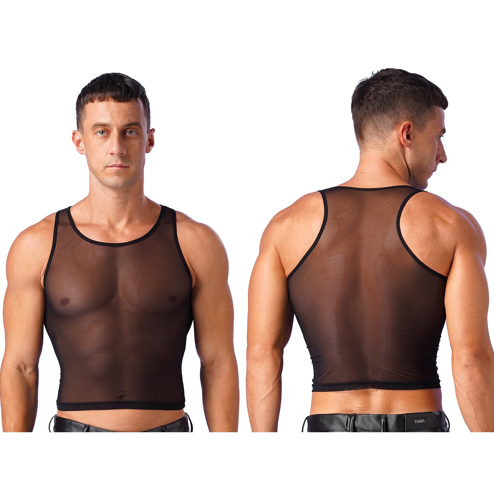 US Men Leather Chest Binder Tank Top Slimming Shapewear Sleeveless Stringer Vest