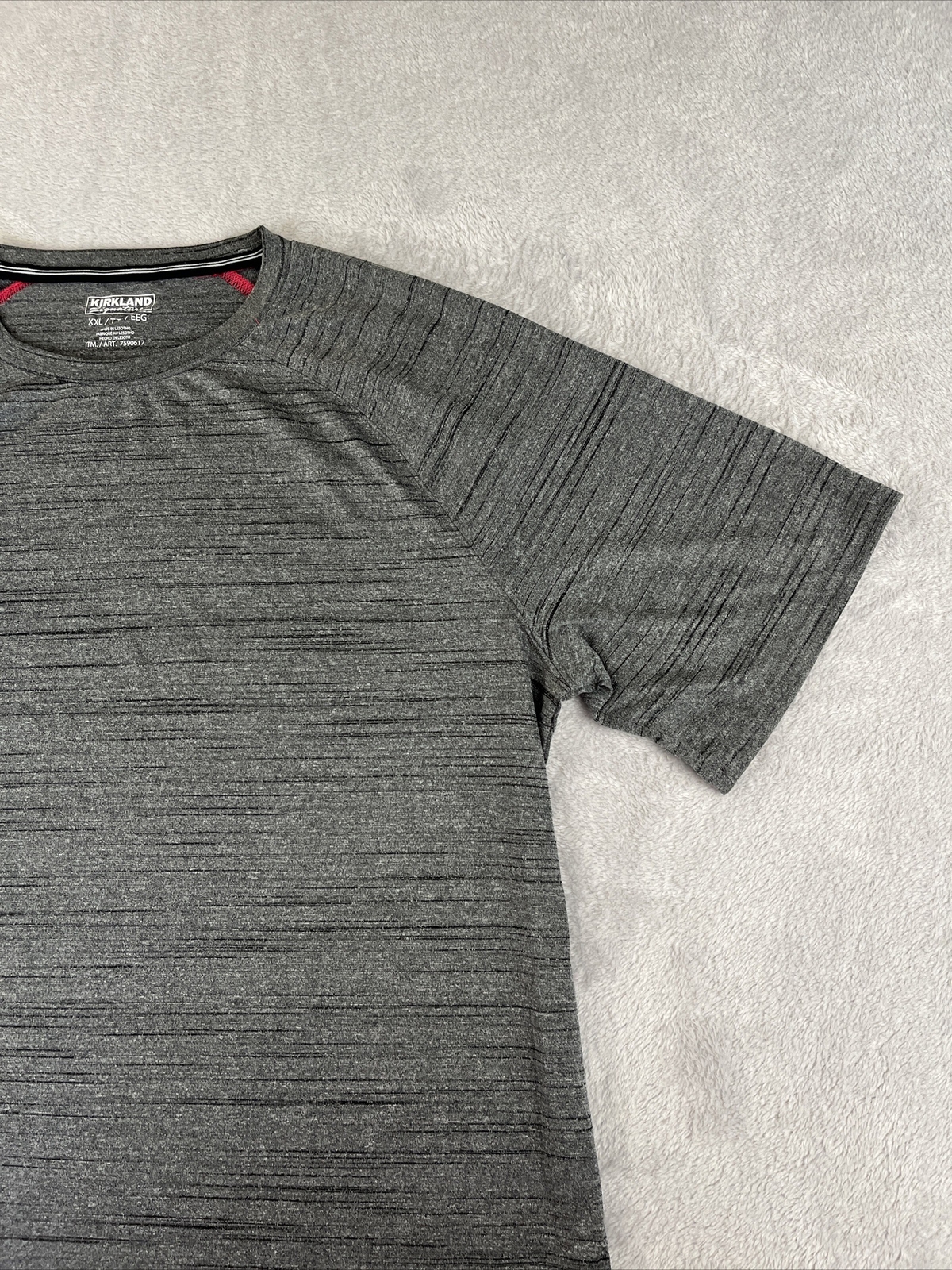 Kirkland Men’s Gray Striped short sleeve Active Tee Shirt Size XXL