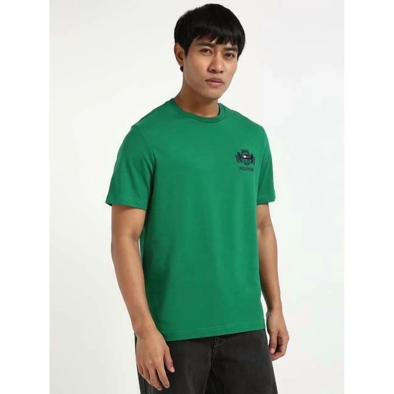 Tommy Hilfiger Men’s Big & Tall Embroidered Hilfiger Crest T-Shirt Green-3XLT
