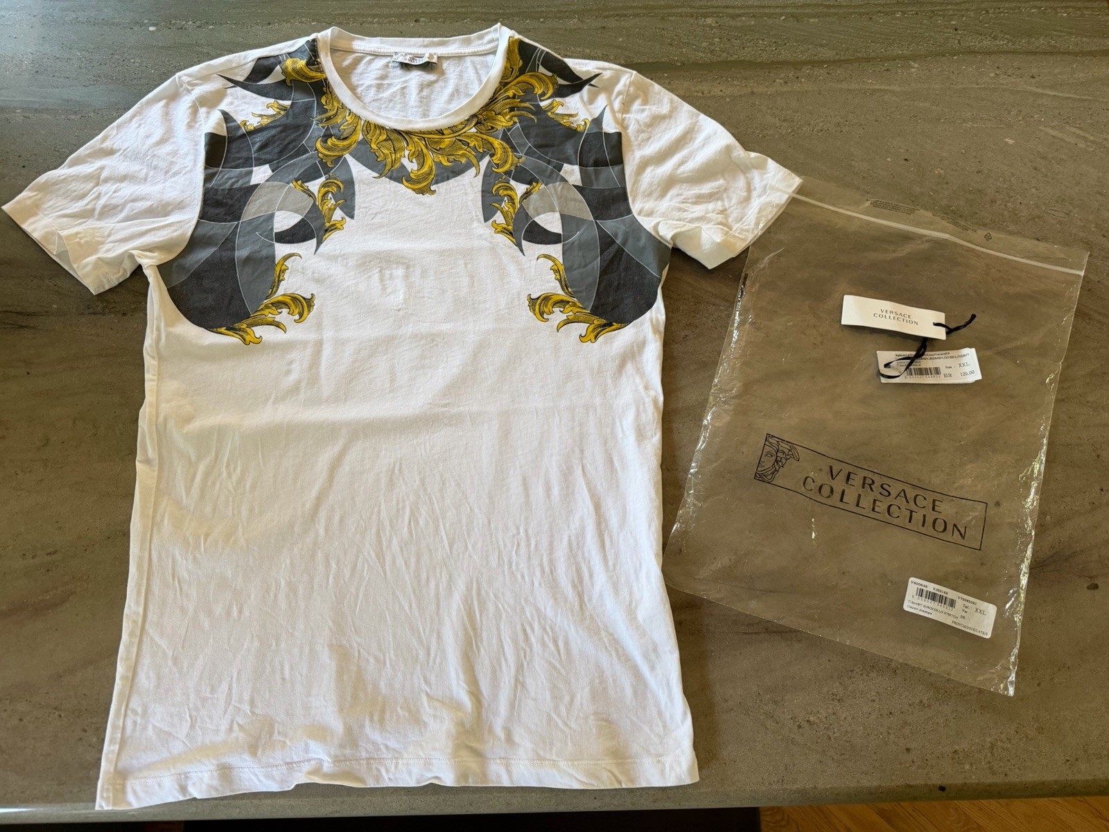 Versace Collection White Nero Stampa Print Crew Neck Short Sleeve T Shirt XXL