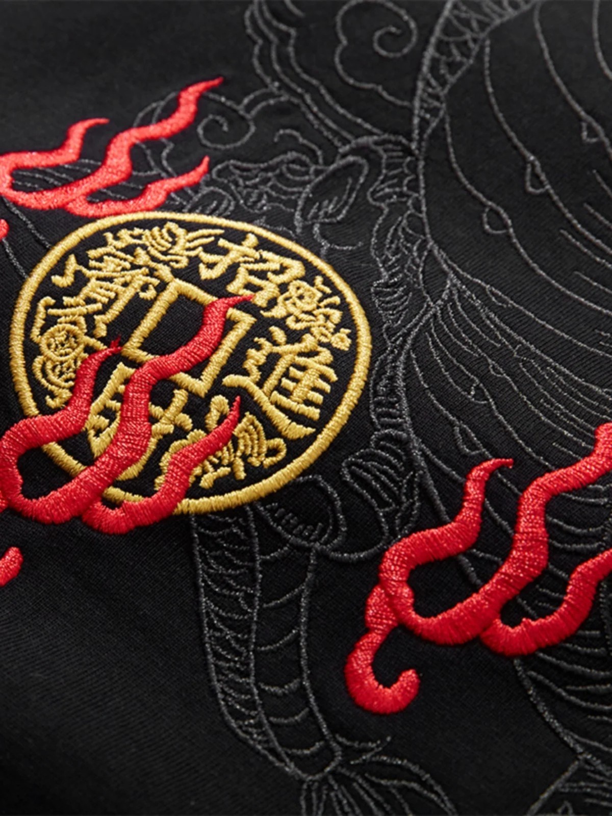 Men Embroidery Dragon T Shirt Hip Hop Streetwear Cotton Short Sleeve Tee