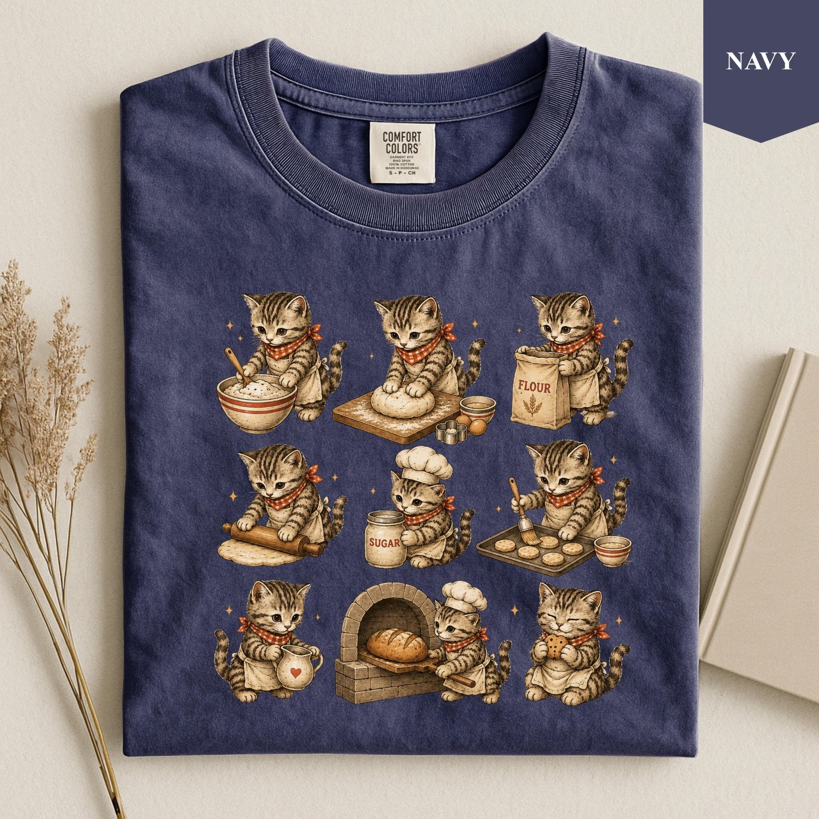 Baking Cat Shirt, Cozy Bakery Cat Tee, Sourdough Cat Lover Gift T-Shirt