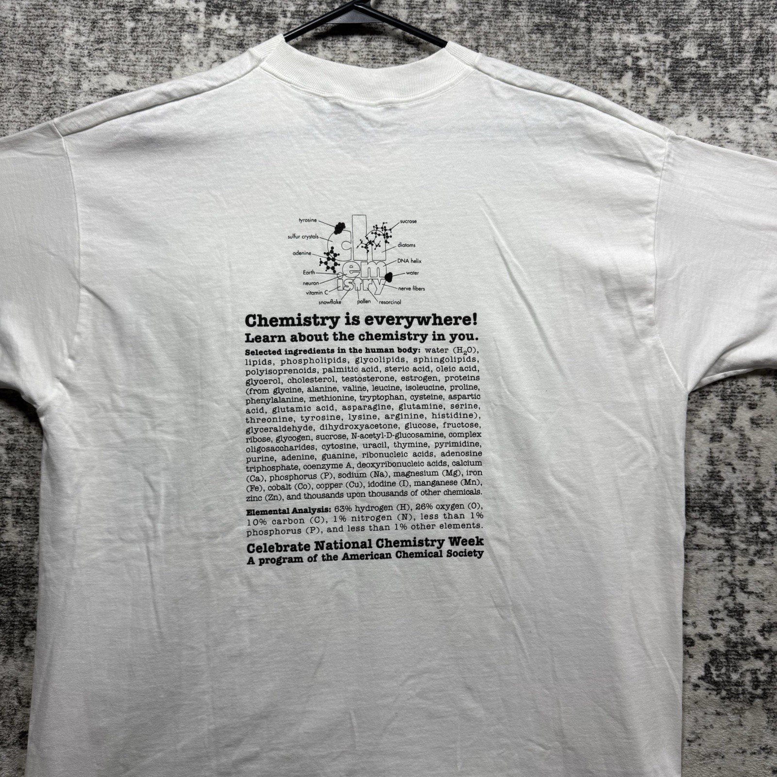 Vtg National Chemistry Week Shirt XL Science Scientist Grunge Colorful Graphic