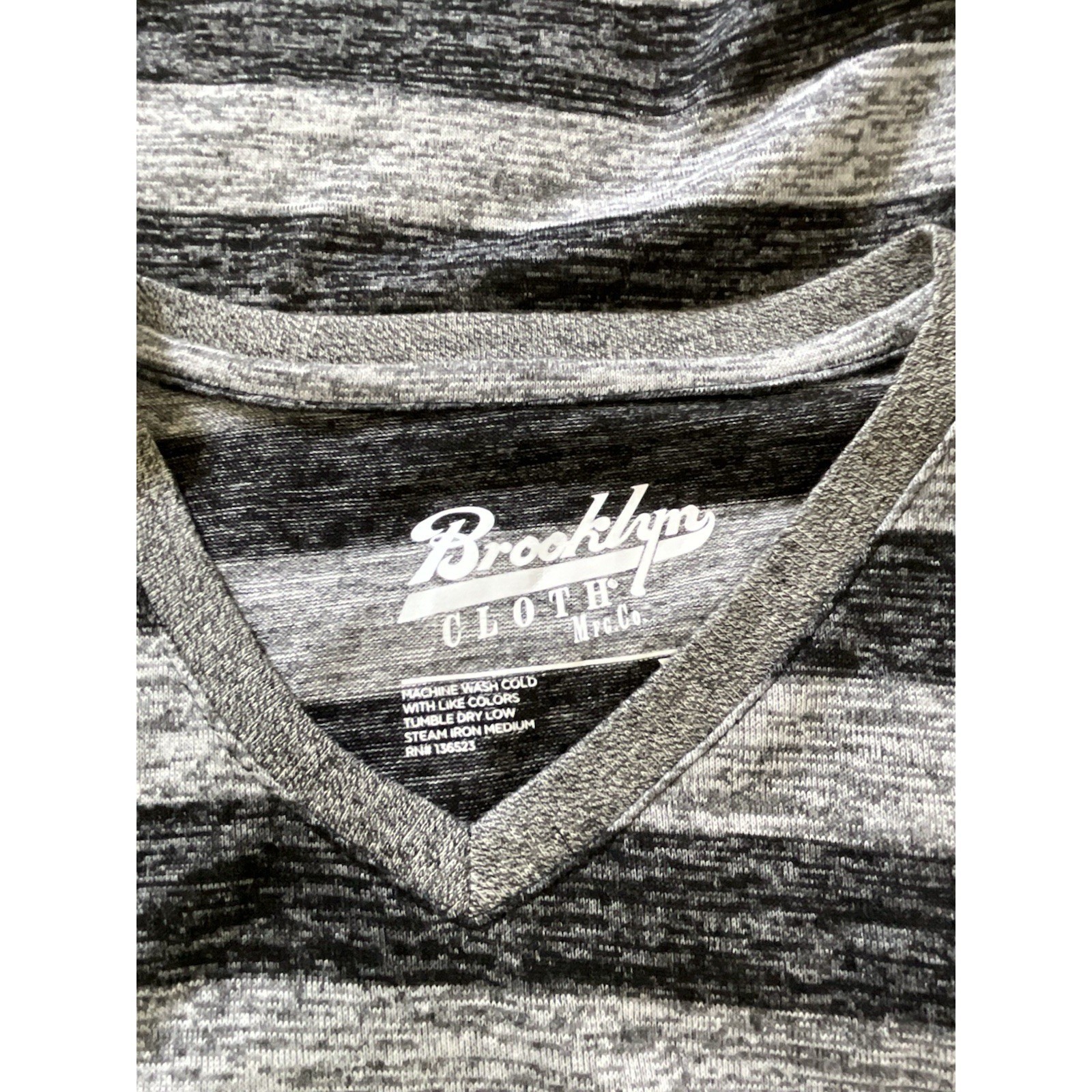 Brooklyn Cloth NYC & Co. Gray & Black Striped V-Neck Pocket T-Shirt