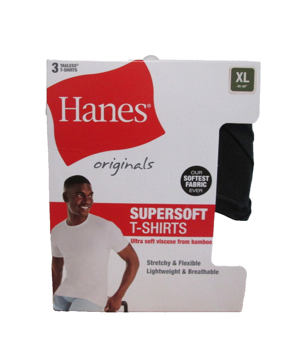 New Men’s Hanes Originals 3 Pack Tagless SuperSoft Modern Crewneck T-Shirts XL