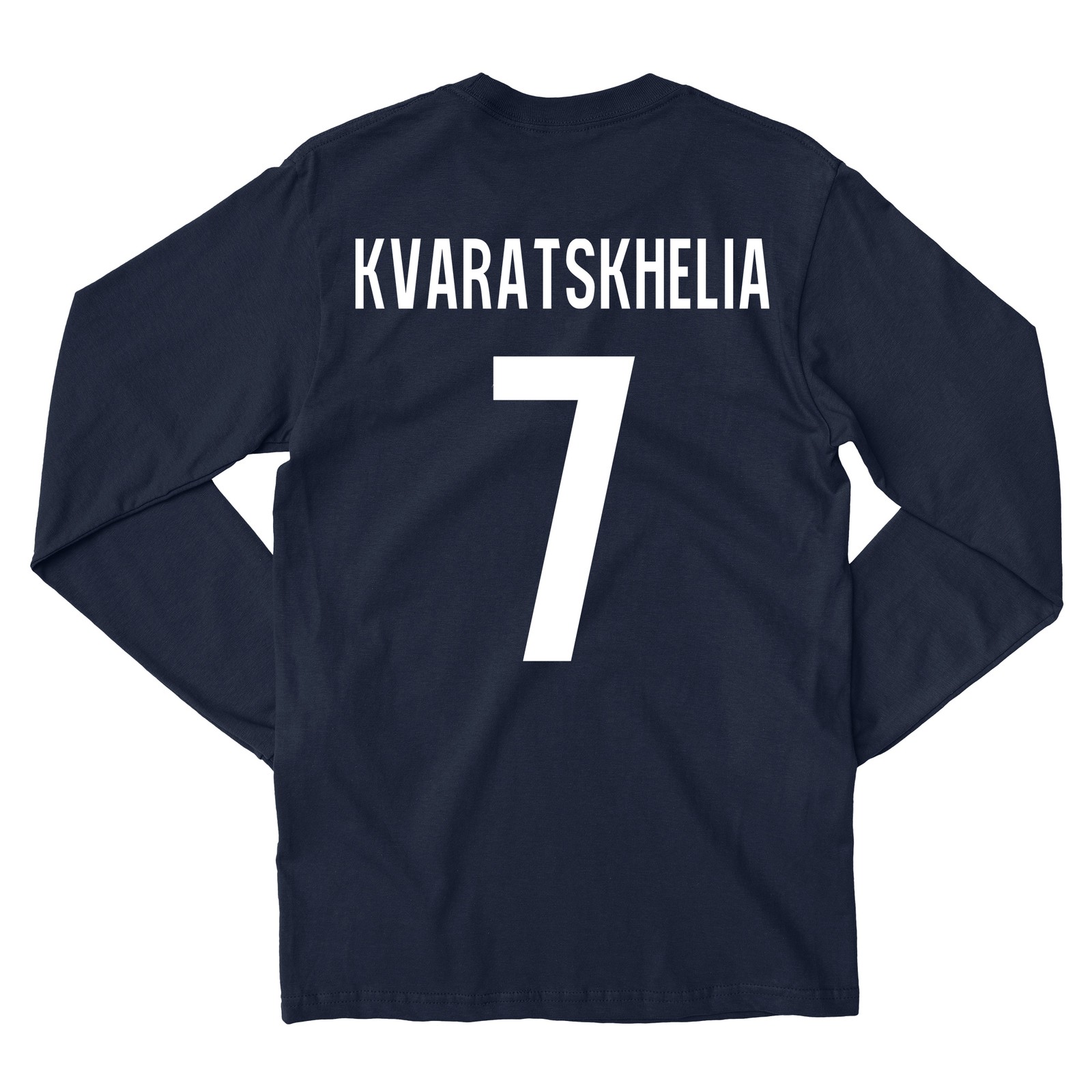 Kvaratskhelia 7 Jersey Style Apparel – Soccer Tribute Long Sleeve Tshirt