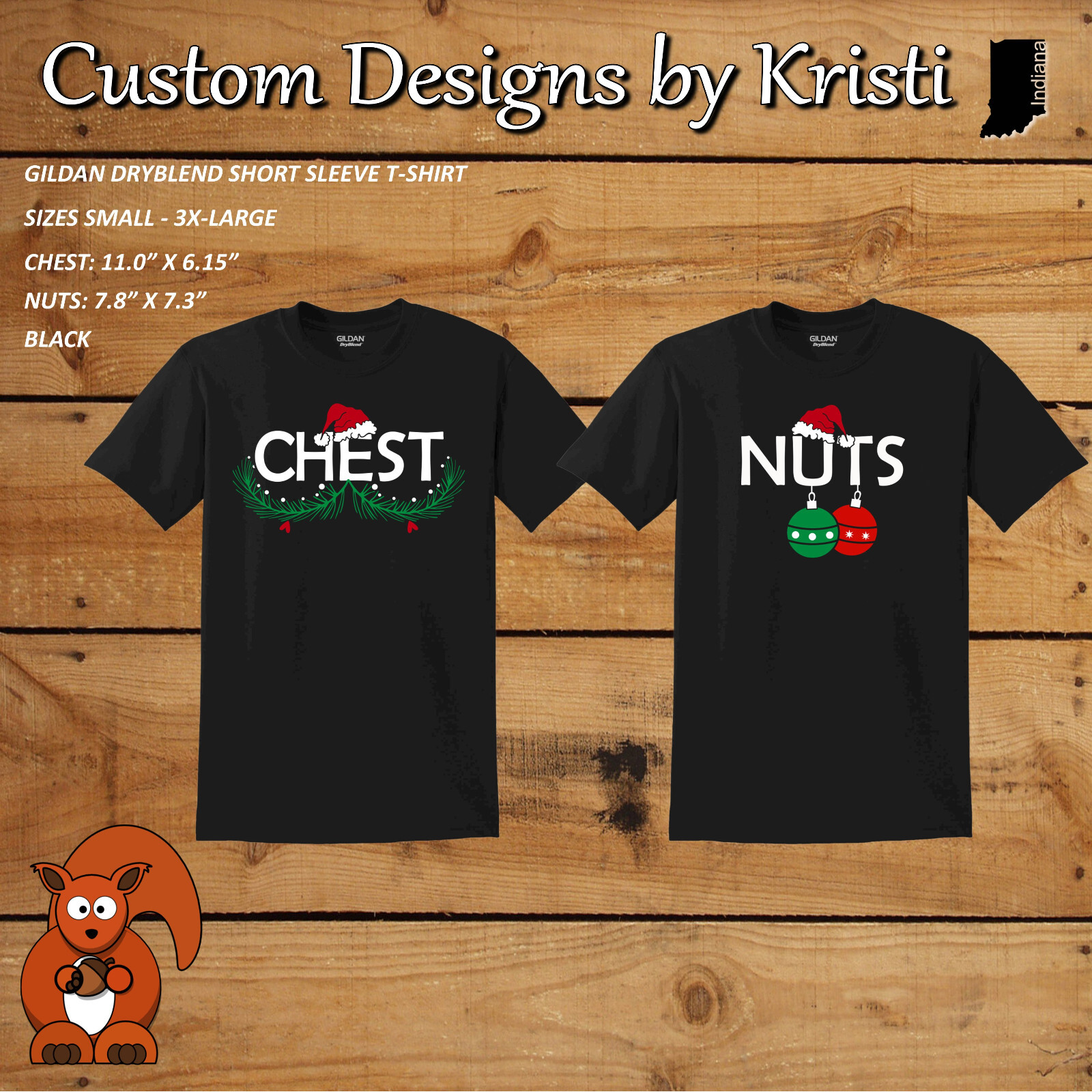 Chest Nuts Funny Couple Holiday Unisex T-Shirts – NEW – Black – Sizes S-3X