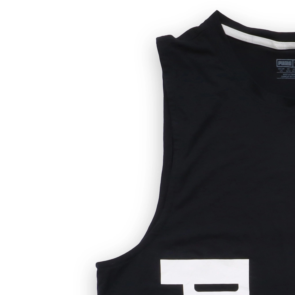 Puma Tank Top Mens Big Logo L Black Polyester Blend Sleeveless