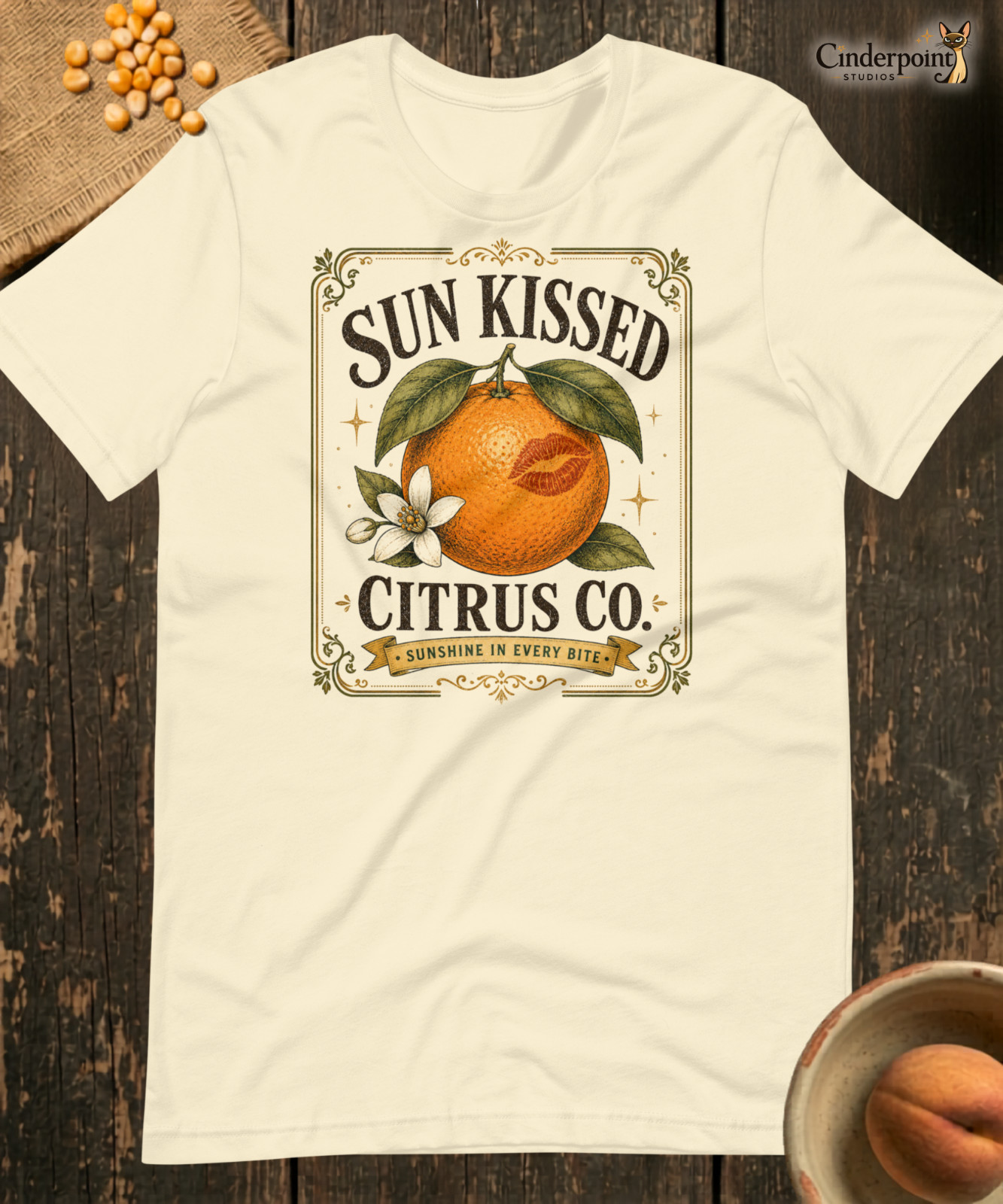 Sun Kissed Citrus Fruit Shirt Retro Cottagecore Orange Blossom Cotton Tee XS-4X