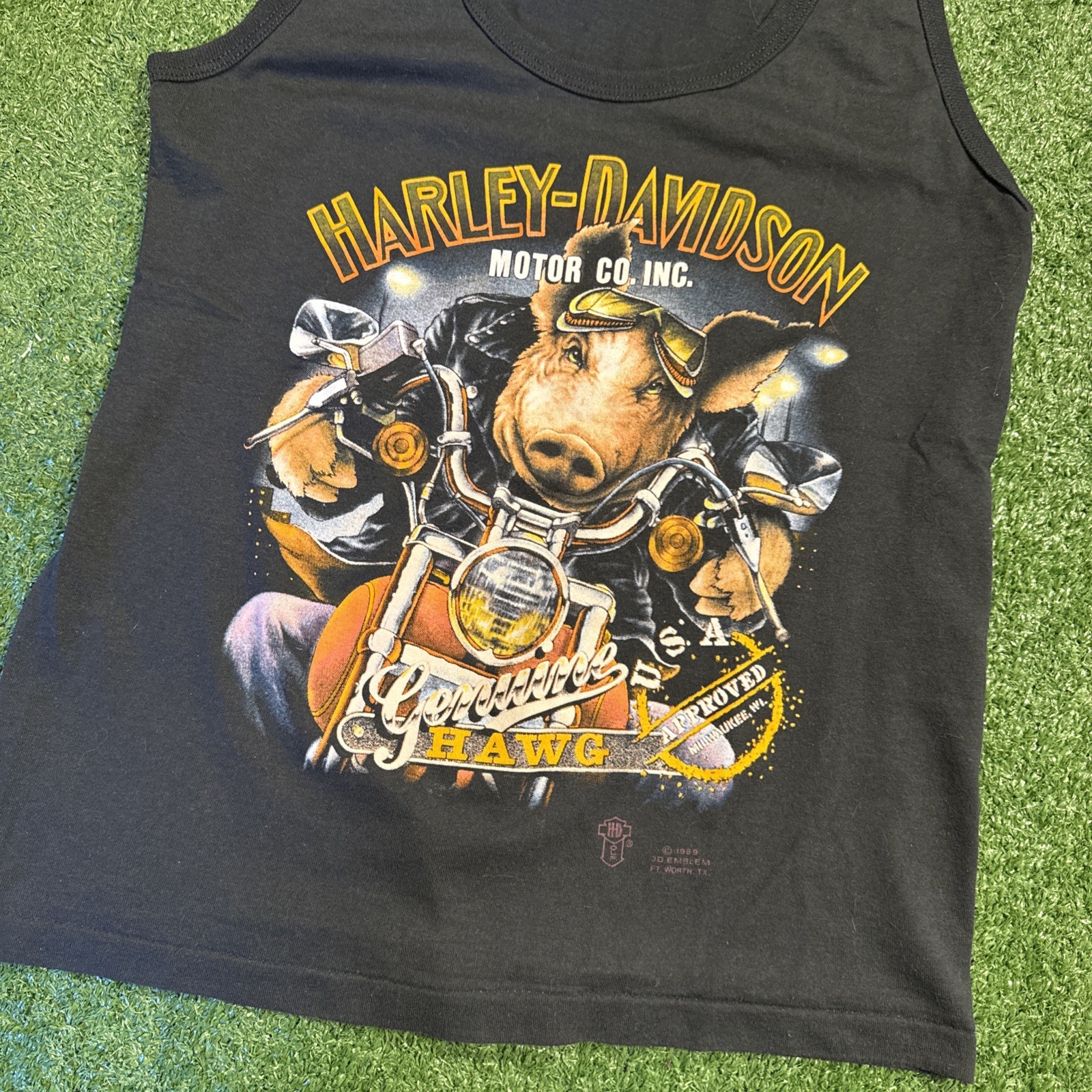Vintage 80’s Harley Davidson 3D Emblem Hawg Tank Top Size Small