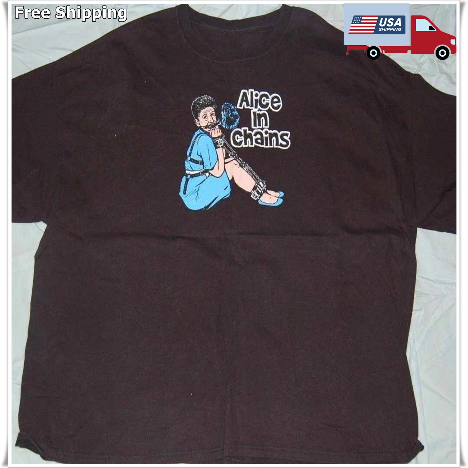 BRADY BUNCH ALICE IN CHAINS Band Shirt Funny Black Unisex S-5XL