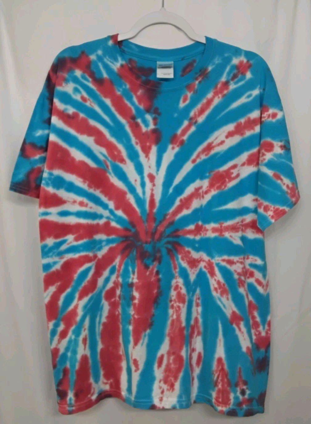 New Tie Dye Men’s T-Shirt Blue Red Adult Large Multicolor Summer Spider