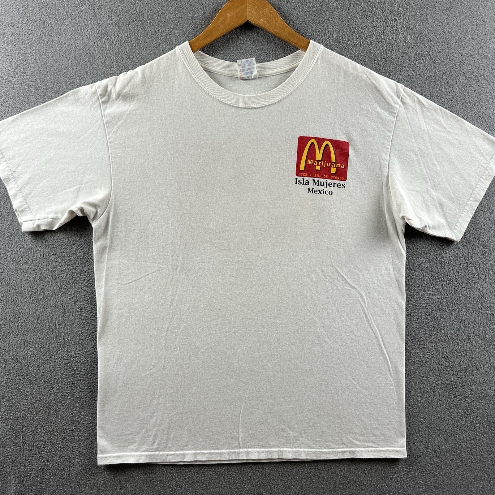 Vintage McDonald’s Weed Parody Shirt Mens Large White 90s Y2K Funny Stoner Humor
