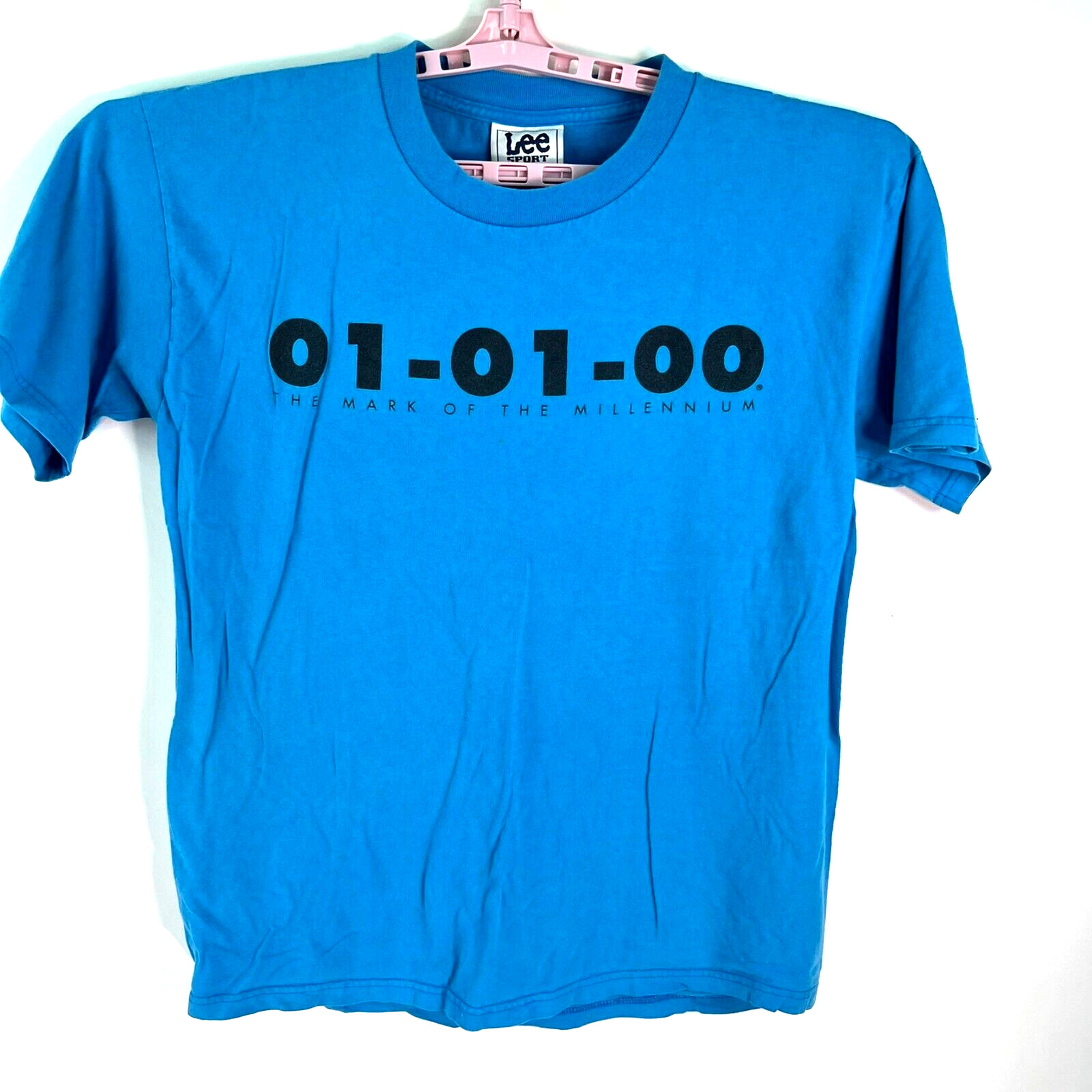 VINTAGE Y2K 01/01/00 The Mark Of The Millennium Blue T-Shirt Lee Sport L