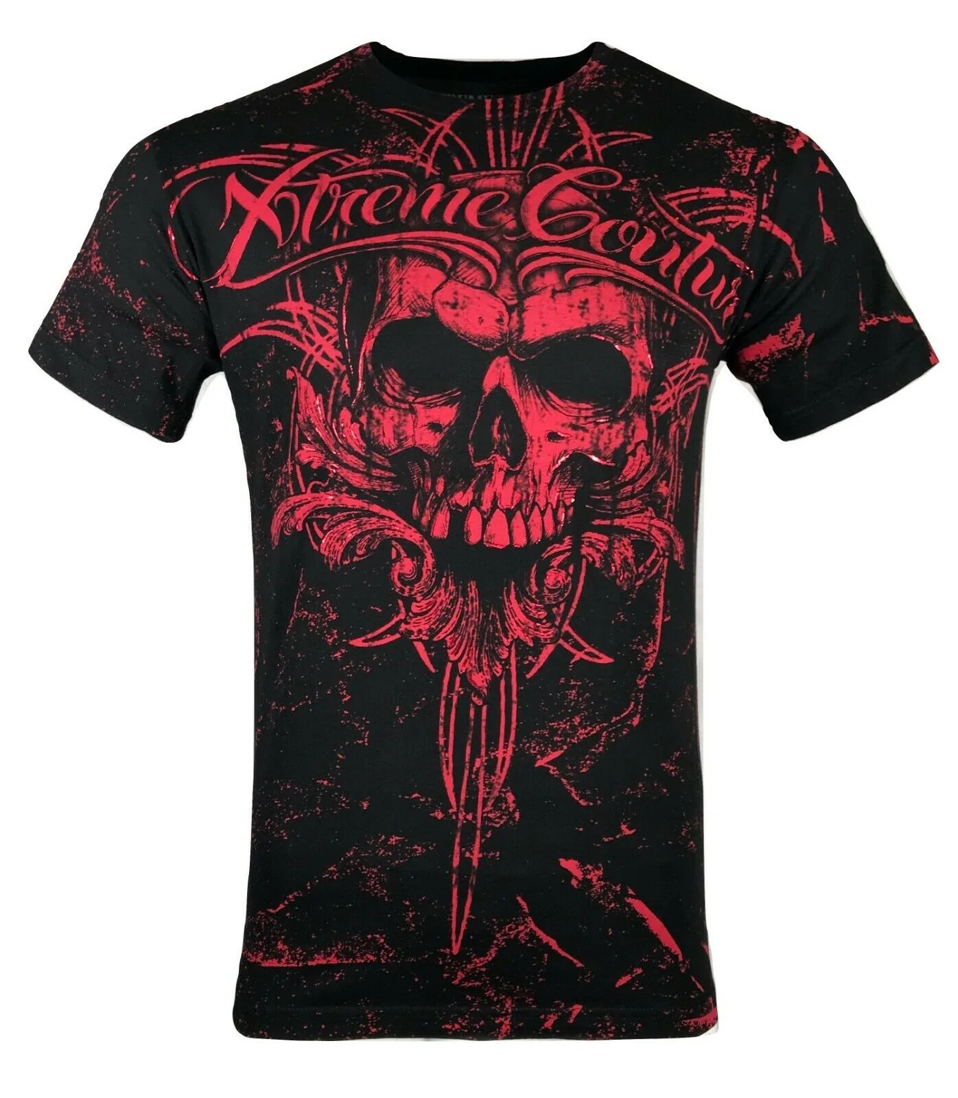 Xtreme Couture By Affliction Men’s T-Shirt VICTORY Skull Biker MMA Black S-5XL
