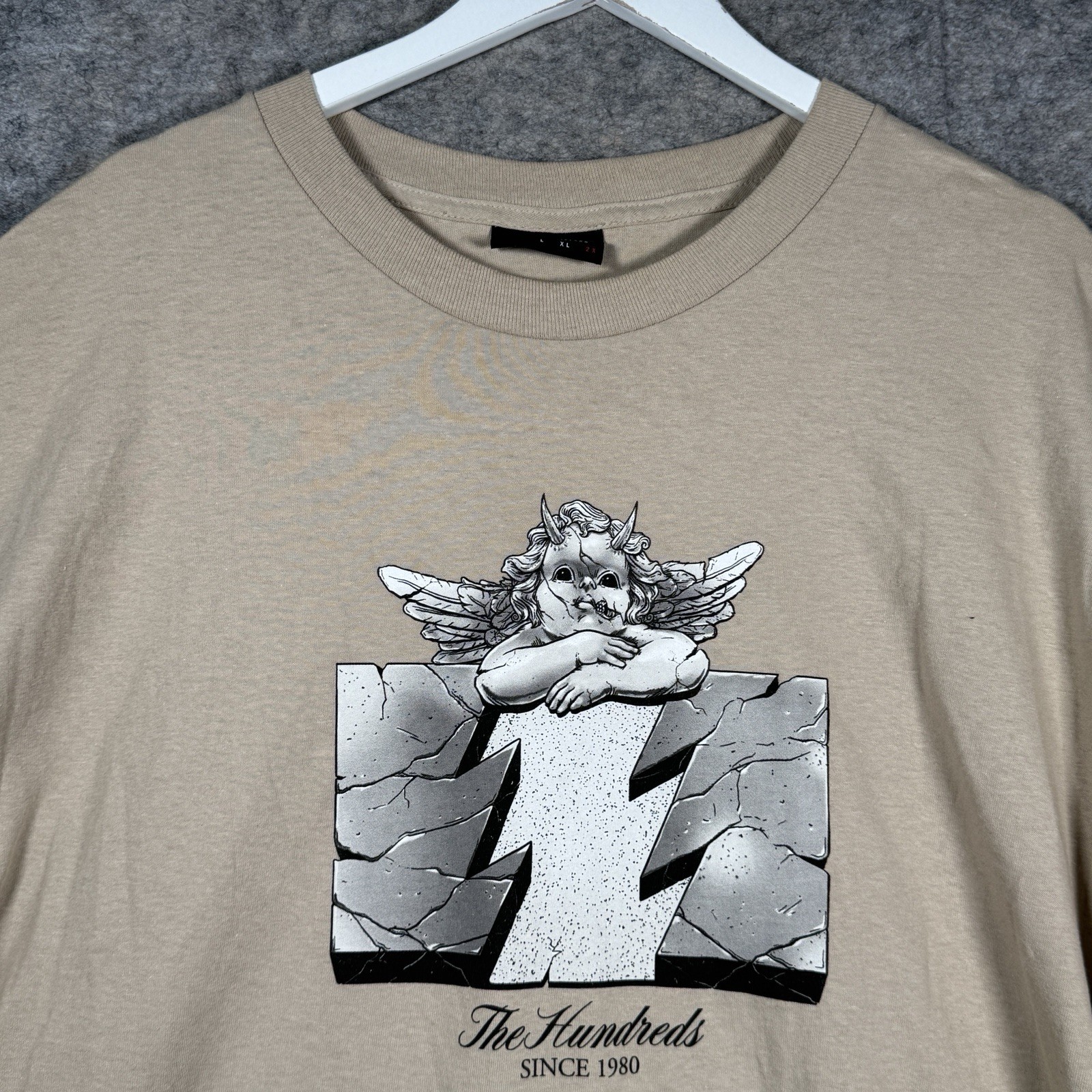 The Hundreds Streetwear Skateboarding Tan Graphic T Shirt Mens Size 2XL 26×34