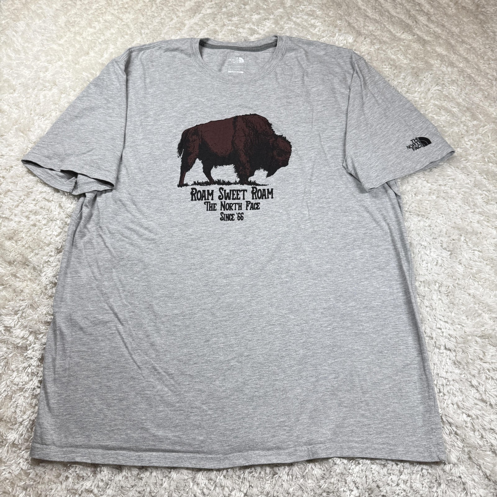 The North Face T Shirt Mens 2XL Gray Roam Bison Classic Fit Dadcore Animalcore