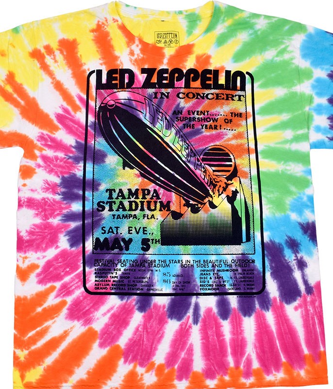 Led Zeppelin Tampa Spiral Tie-Dye T-Shirt Liquid Blue