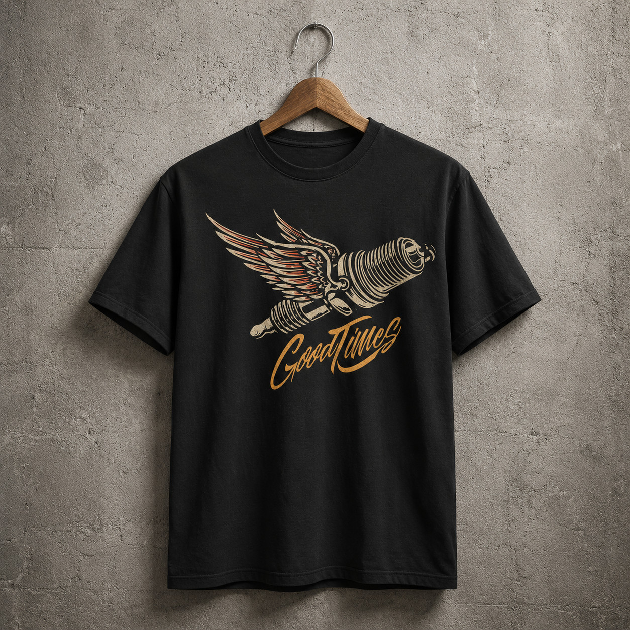 Vintage Spark Plug Wings T Shirt Good Times Graphic Tee Car Motorcycle Gift Men