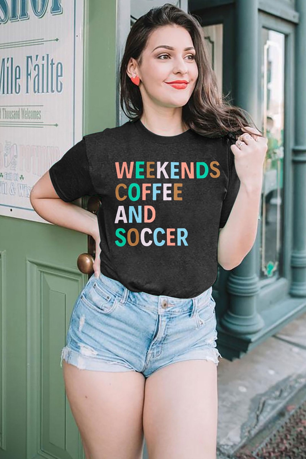 Weekends Coffee and Soccer Mom T Shirt – Soccer Gift Shirt (Variety Sizes &
