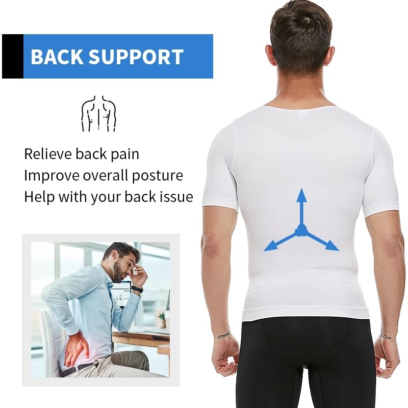 Men Slimming Body Shaper Posture Corrector Vest Abdomen Compression Shirt Top