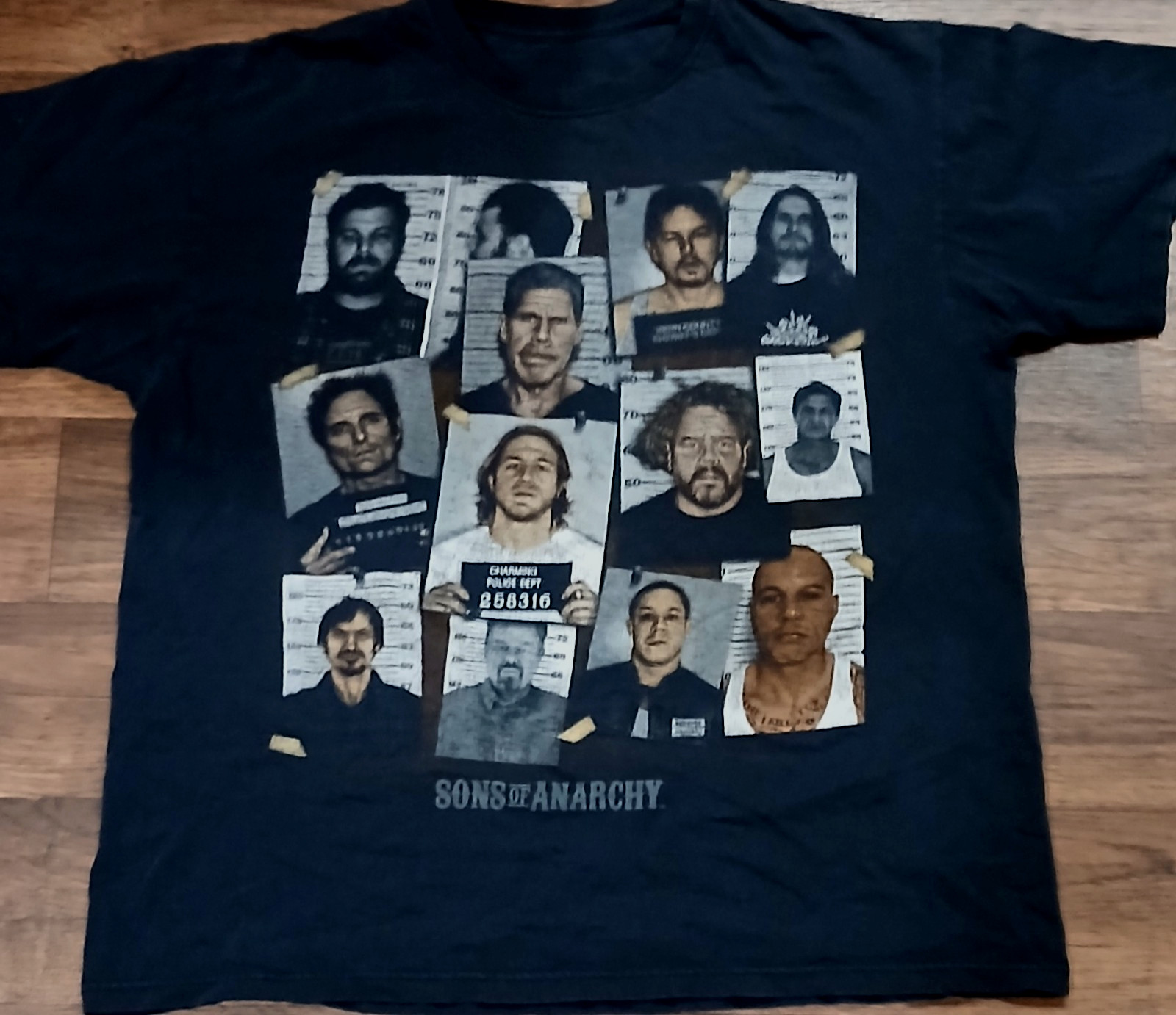 Sons of Anarchy Jax Teller Mugshot Graphic Shirt Mens Large Biker Black