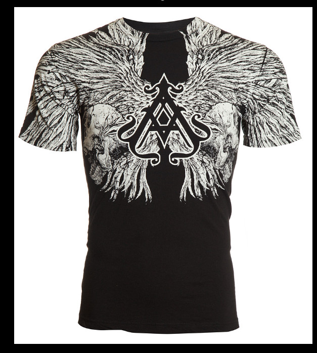 ARCHAIC by AFFLICTION Black White FIRST UP Short Sleeve Slim Fit Y2K T-shirt NWT