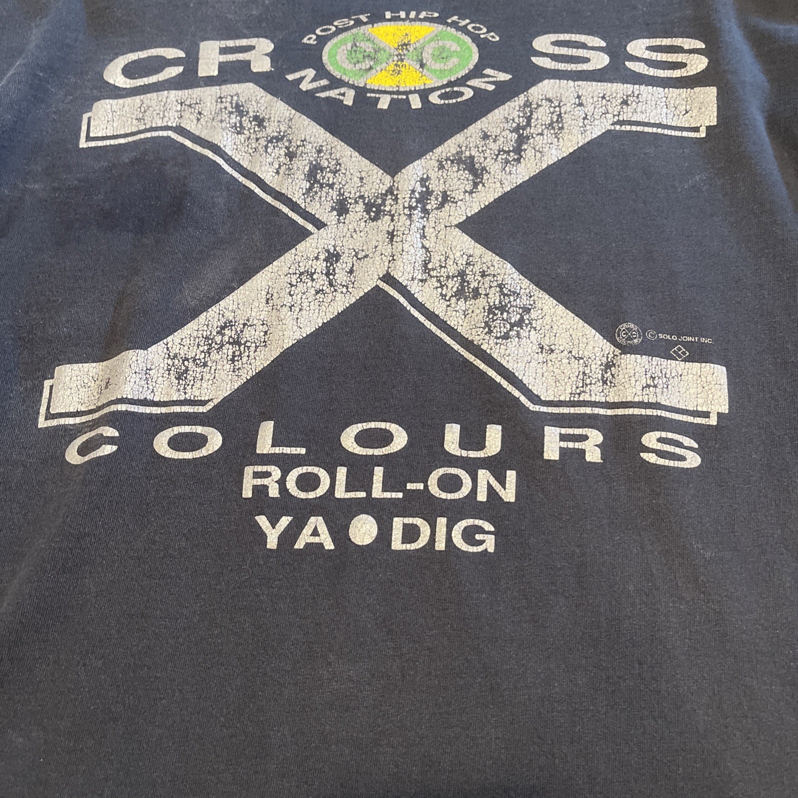 Vintage Cross Colours Shirt 90’s Single Stitch Black T-shirt Size M/L *See Pics*