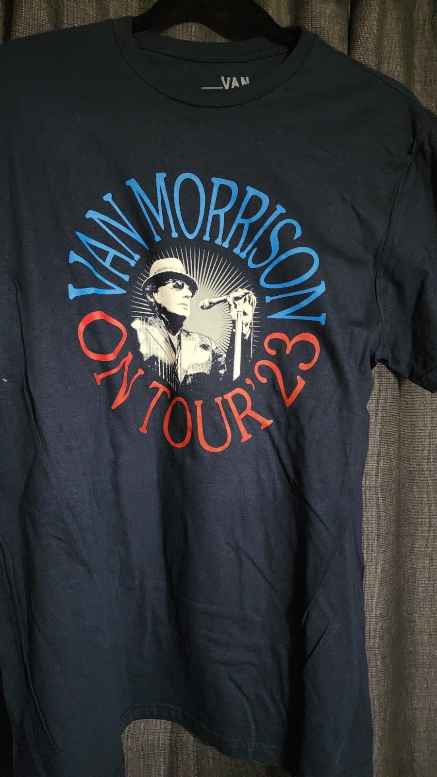 Van Morrison U.S. Tour ’23 Double-Sided Graphic Tee Blue Cotton Crew Neck M