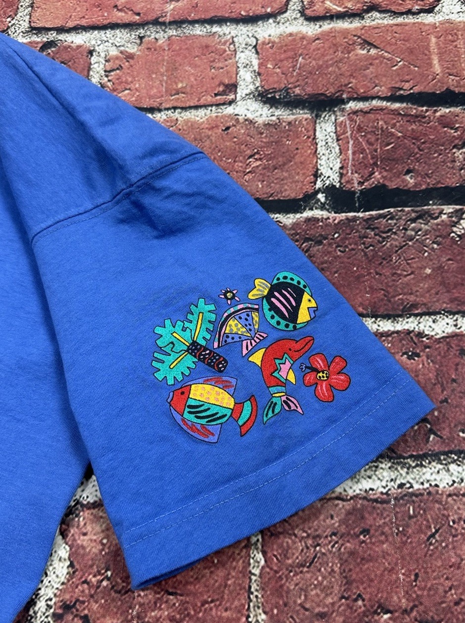 Vintage Viva La Wombat T Shirt California Beach Fish Art Tee 90s Made in USA XL