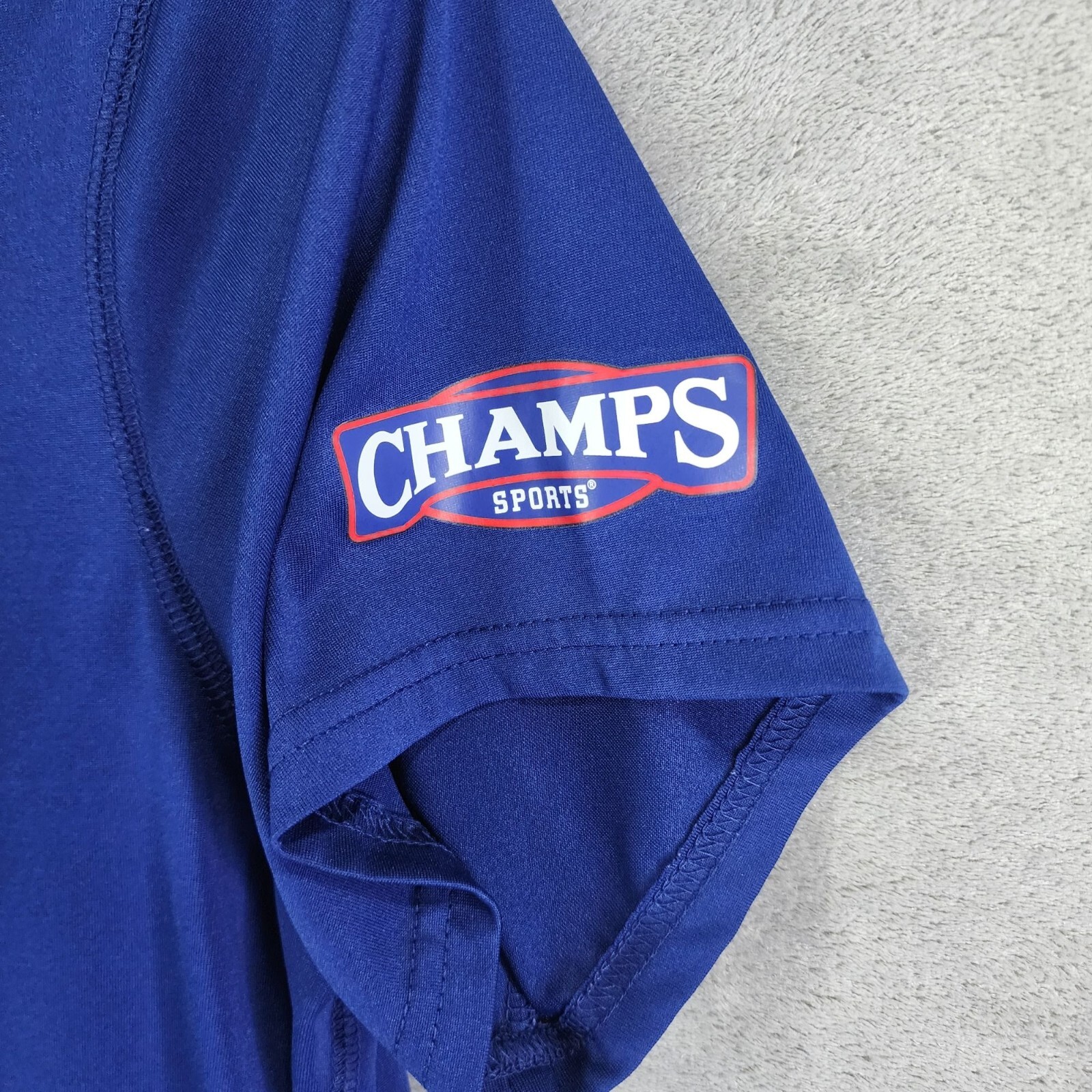Mens Blue CSG Champs Sports Gear Shirt V-Neck 100% Polyester Short Sleeve XL