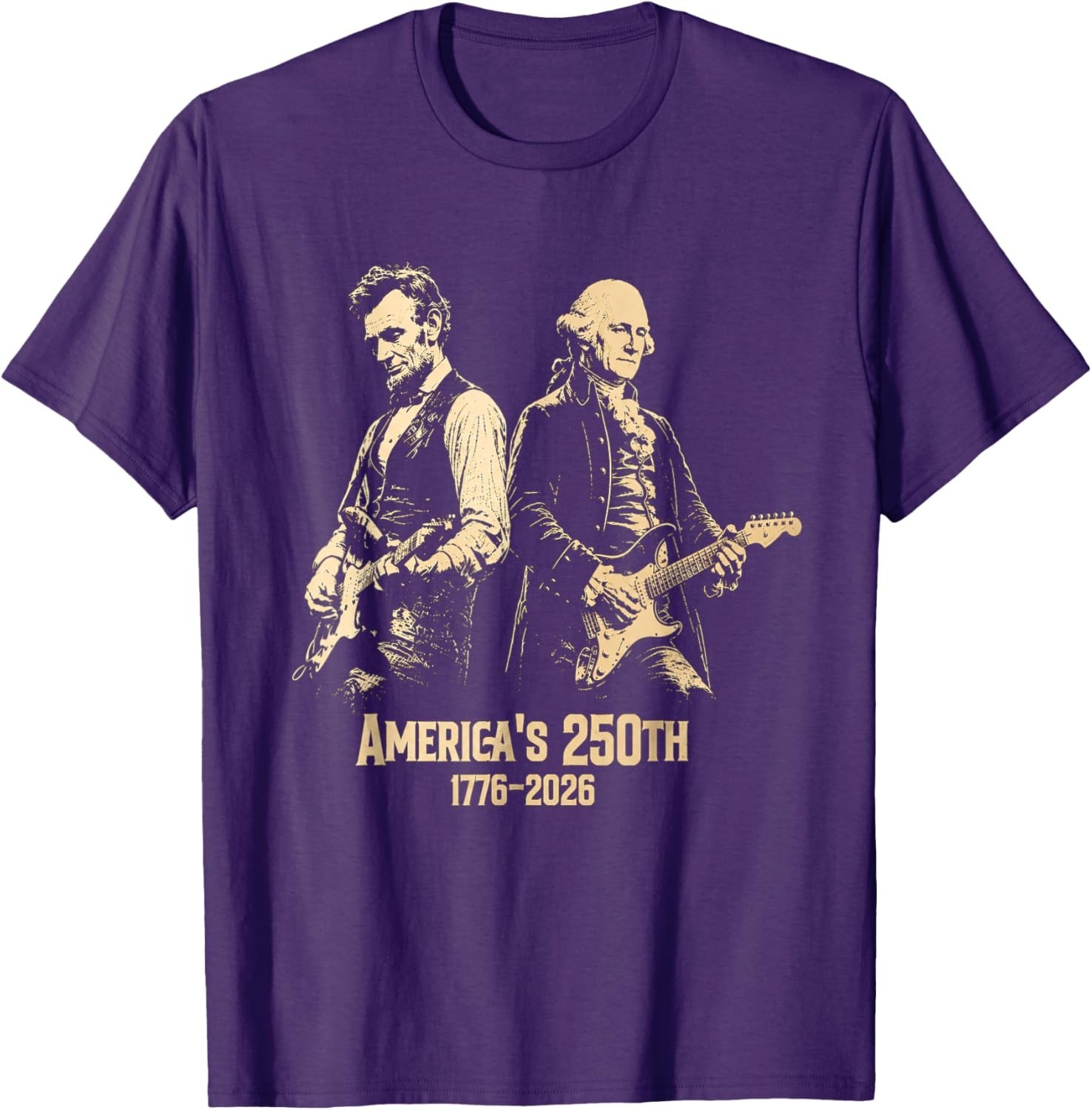 George Washington Lincoln Playing Guitar Abe Lincoln 250th T-Shirt