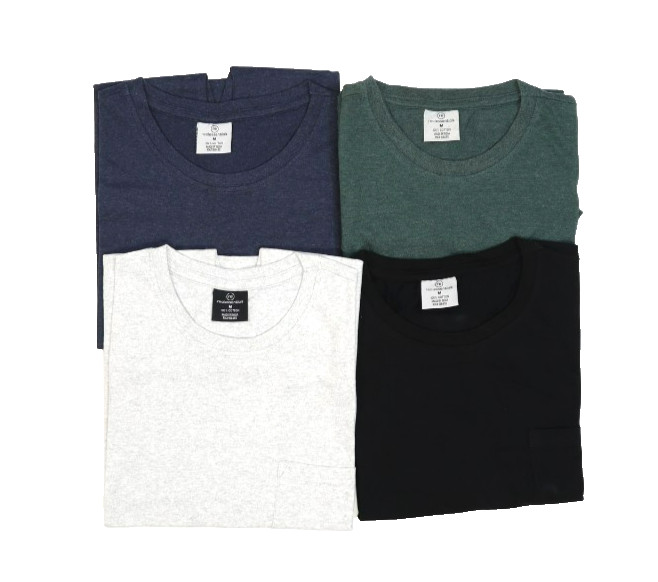 Real Essentials Blank Short Sleeve Plain Multicolor 4 Pack T-Shirt Mens Medium