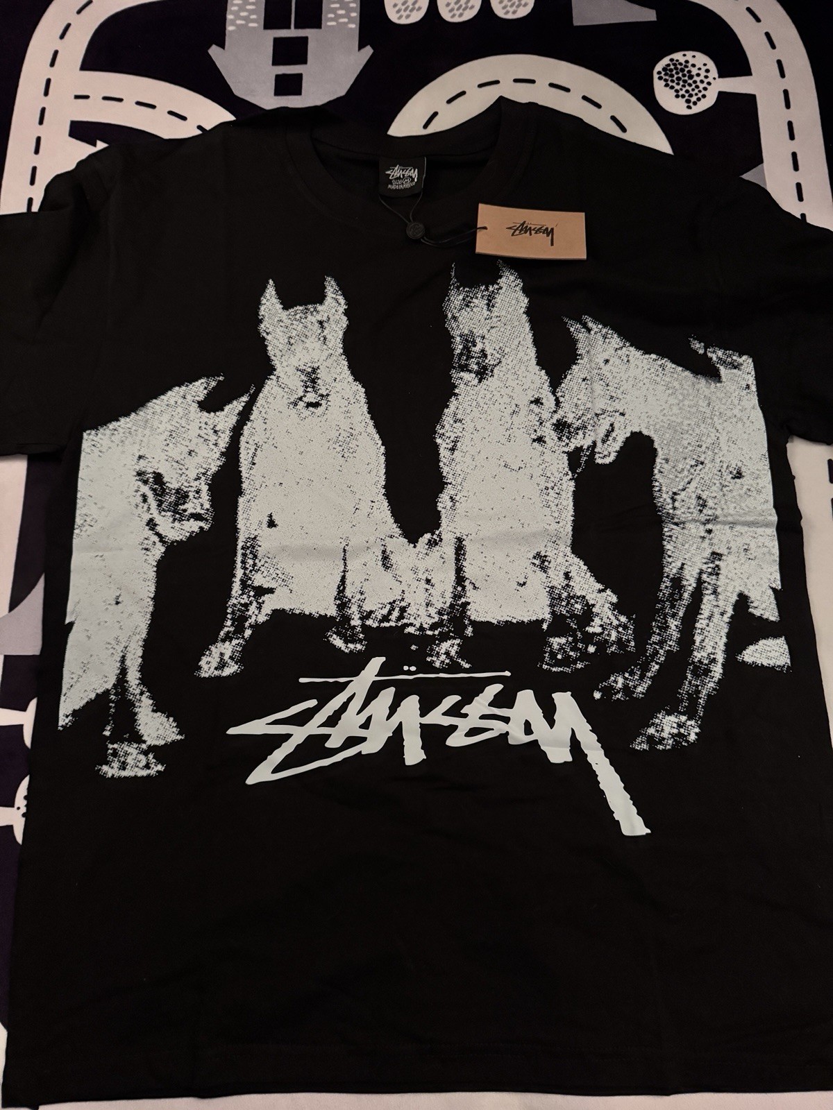 Stussy Black Doberman T-Shirt Size M,L,XL