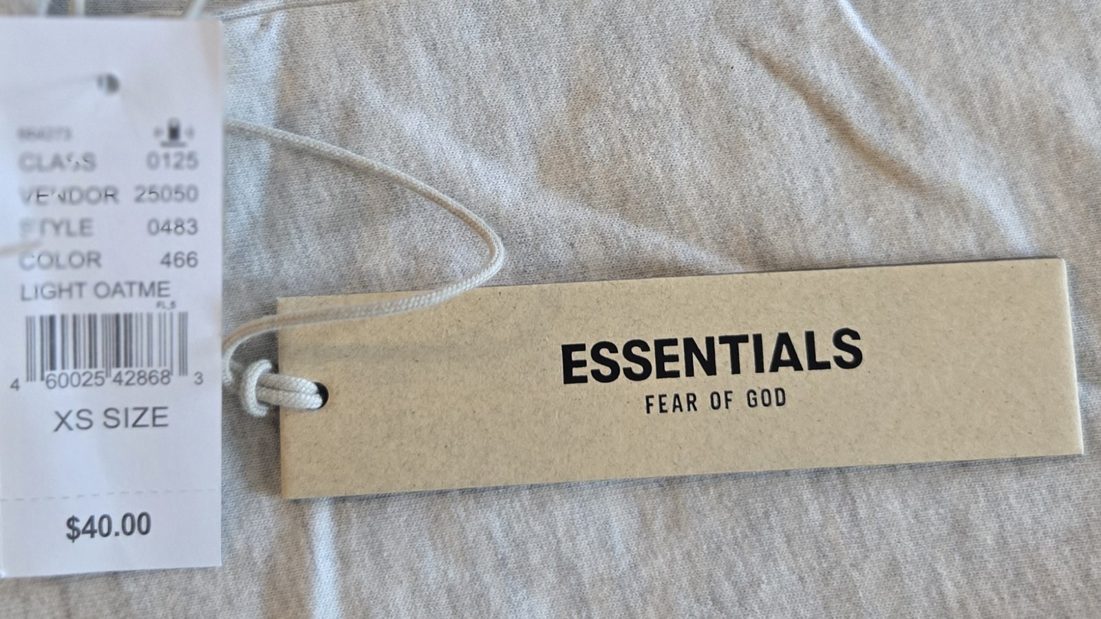 Fear of God Essentials Original Authentic Logo T-Shirt Mens Sz XS Light Oatmeal