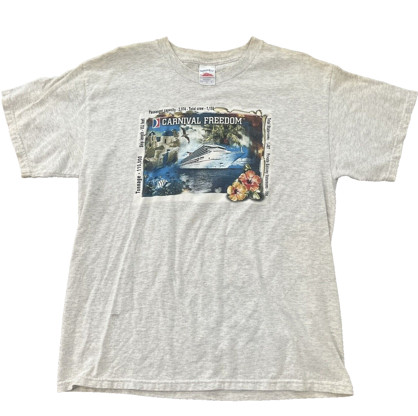 Vintage Carnival Cruise Shirt Mens Large Gray Short Sleeve Tennesee River 90s