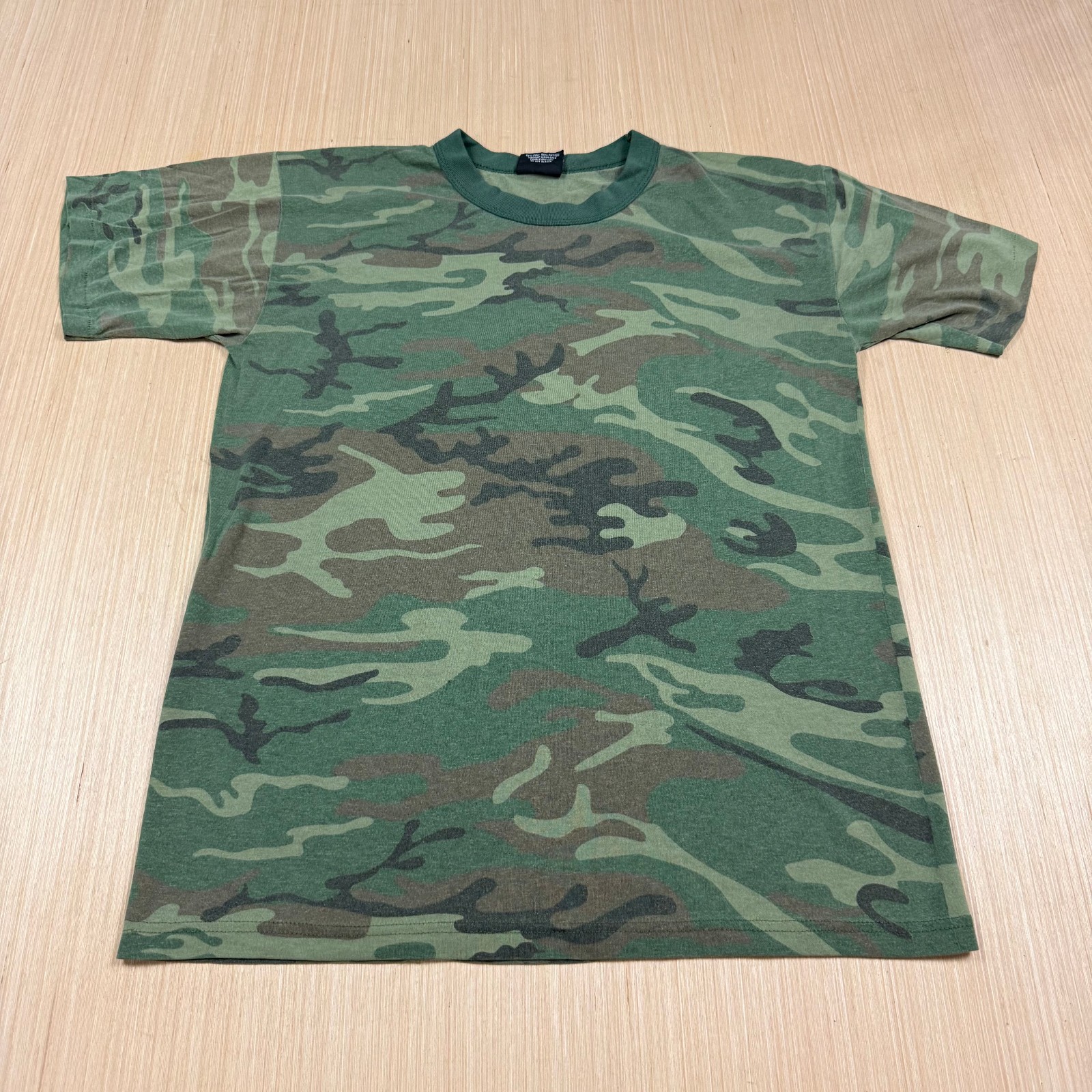 Vintage 90s Rothco Camo Ringer Large Single Stitch T Shirt Made in USA army