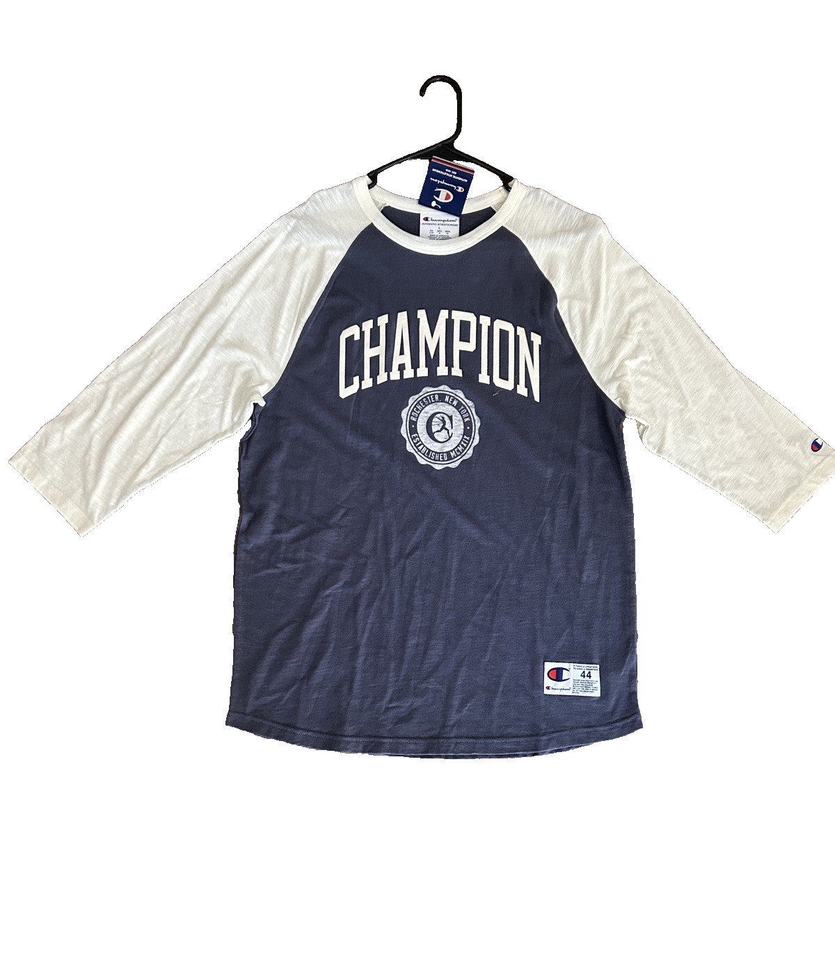 Mens Champion Anchor Slate Rochester Long Sleeve Slub Shirt Blue Size Large
