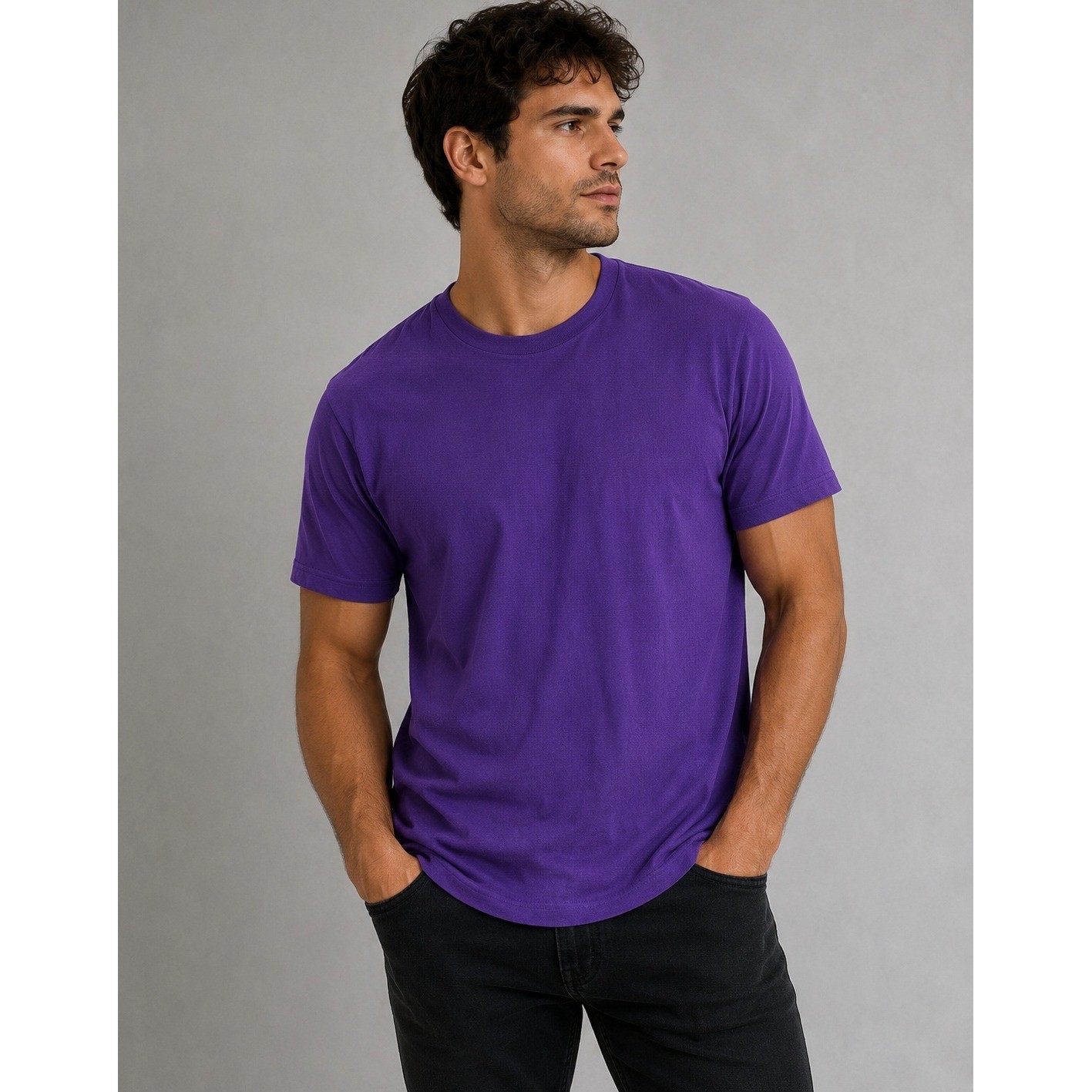 Royal Avalon Mens XL Purple Bamboo Blend Short Sleeve Crew Neck T-Shirt
