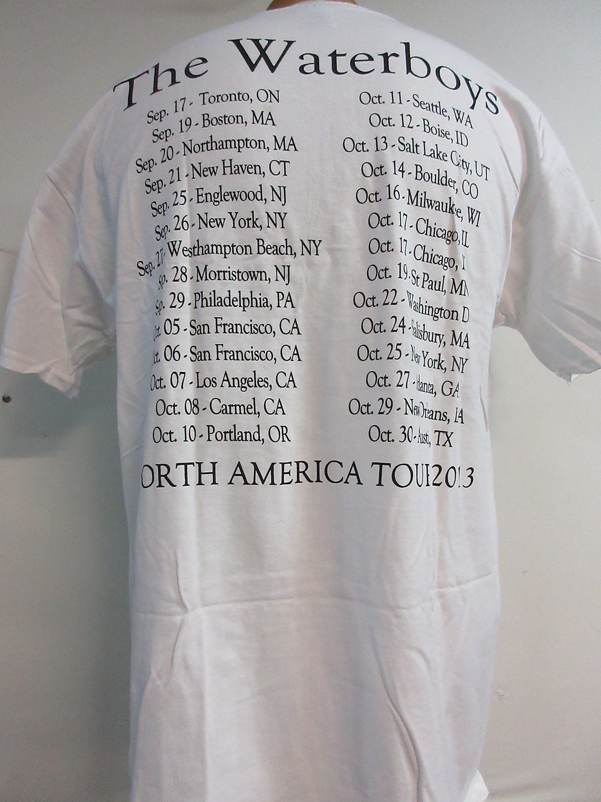 THE WATERBOYS OFFICIAL MERCH N.A. 2013 TOUR BAND CONCERT MUSIC T-SHIRT SMALL