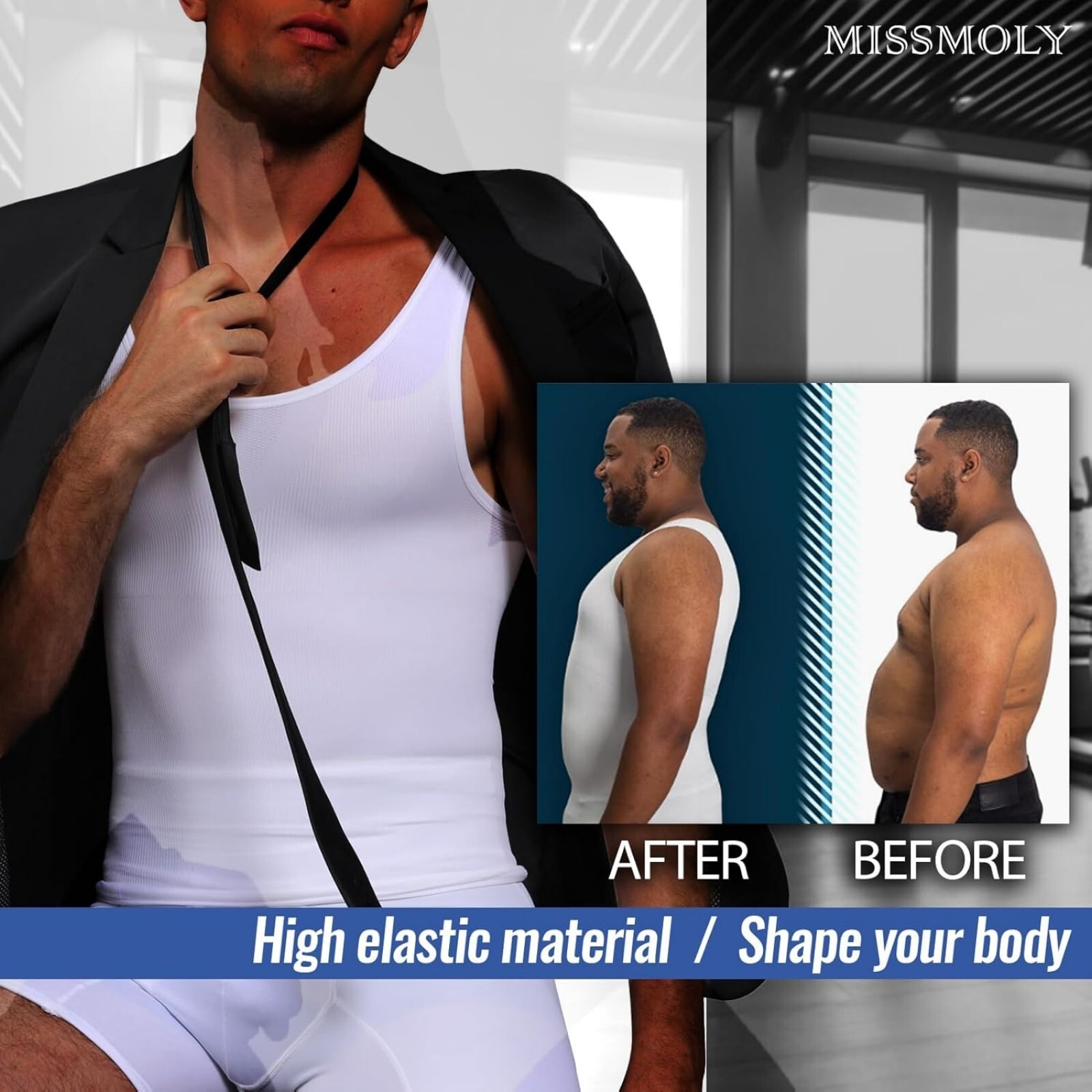 Fajas Colombianas para Hombres Men Compression Body Shaper Abdomen Control Tank