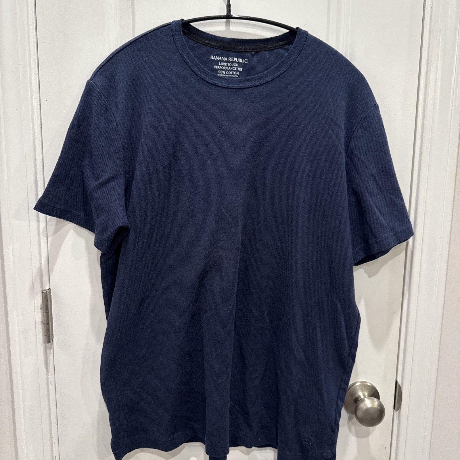 Banana Republic Luxe Touch Performance T-Shirt Men Short Sleeve, Navy, XL